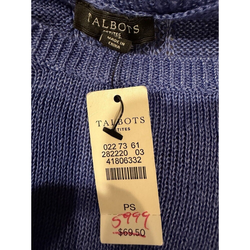 NWT Talbots Women's Blue Knitted Pullover Linen Sweater Size Small Petite - Picture 5 of 6